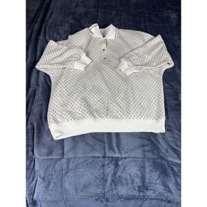 Vintage Graff Californiawear Knit Polo Shirt Top Cream Gold Metallic Medium‎